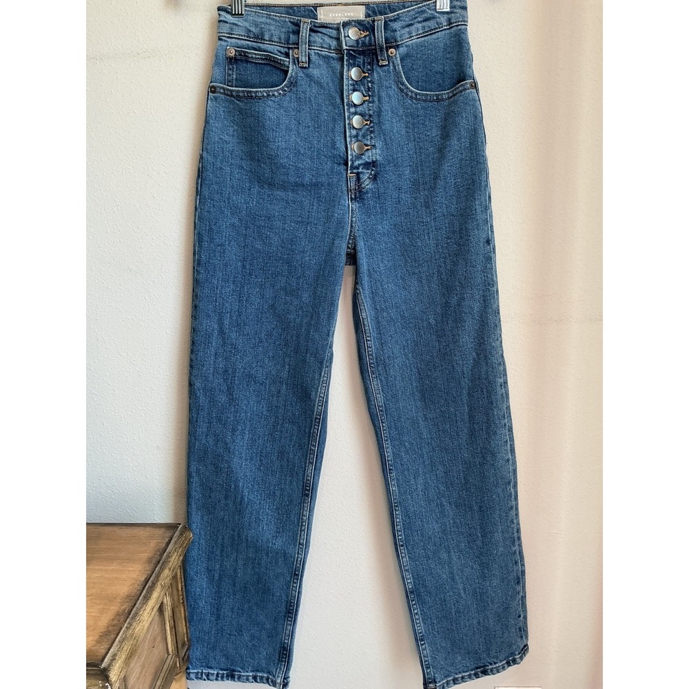 Everlane The Way High Jean Organic Cotton Medium Wash Straight Fit Size 24 R